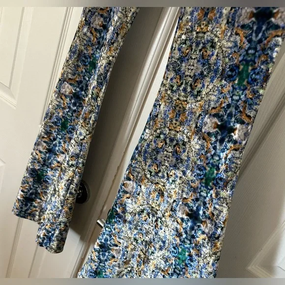 Boot Cut Velvet Patterned Pants in Blue Multi - Picture 4 of 9